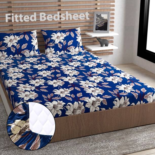 METRO LIVING 160 TC Microfiber Double Floral Fitted (Elastic) Bedsheet