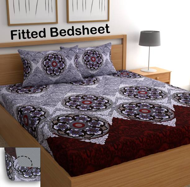 CG Homes 160 TC Microfiber Double Printed Fitted (Elastic) Bedsheet