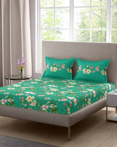 PORTICO NEW YORK 144 TC Cotton Double Printed Flat Bedsheet