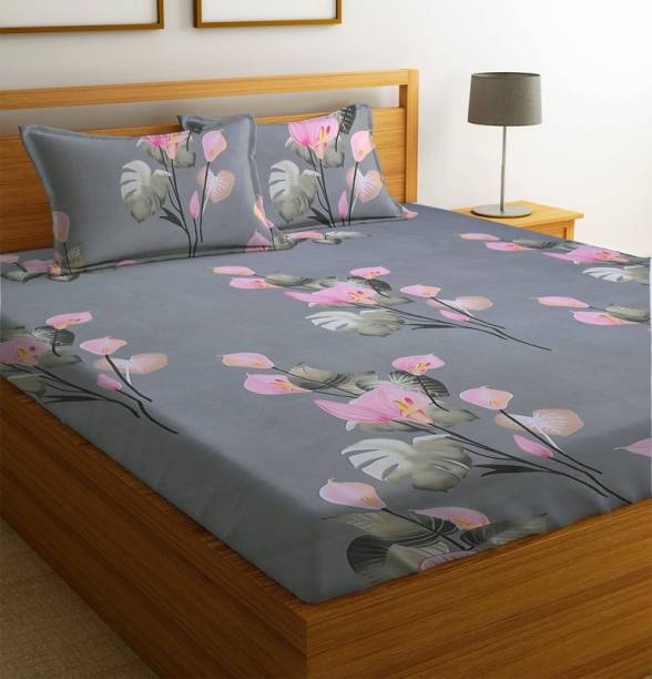 Flipkart SmartBuy 180 TC Microfiber Double Floral Flat Bedsheet