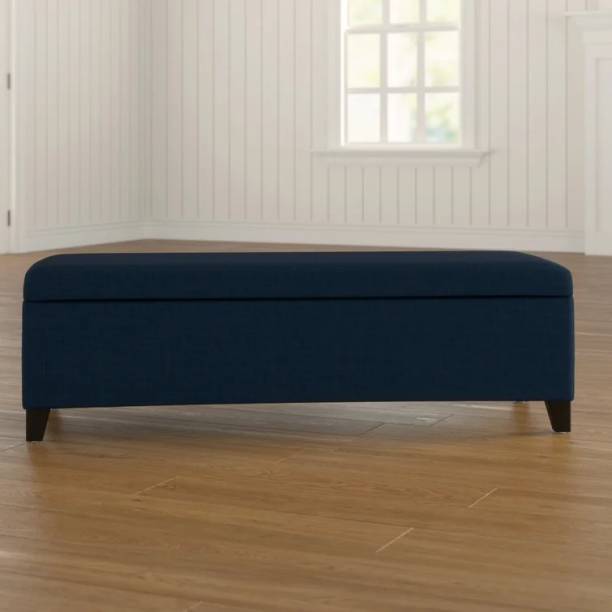 Torque Sydney 2 Seater Fabric Storage Bench Puffy For Home |Office | Furniture -Blue Solid Wood 2 Seater