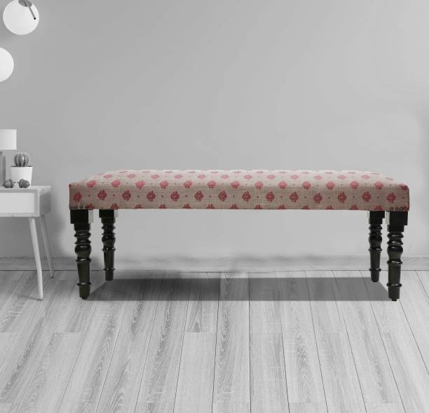Aadhar Wooden Bench Jacquard Fabric Mango Wood Living Room| Bedroom| Dining Bench| Solid Wood 2 Seater