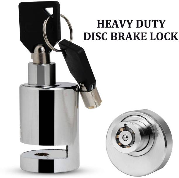 Qiisx Heavy Duty Disc Brake Lock Anti Theft Stainless Steel 7mm Pin Wheel Locking Security Lock for Bike and Motorcycle (Chrome)_Royal Enfield Bullet 350 Twinspark Disk_RoundX_1381 Disc Lock