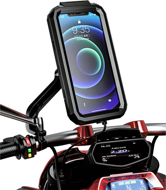 Yellowfin Waterproof Fast 15 W Wireless & 20 W USB-C Charger | Mirror Mount |Scooter| Bike Mobile Holder