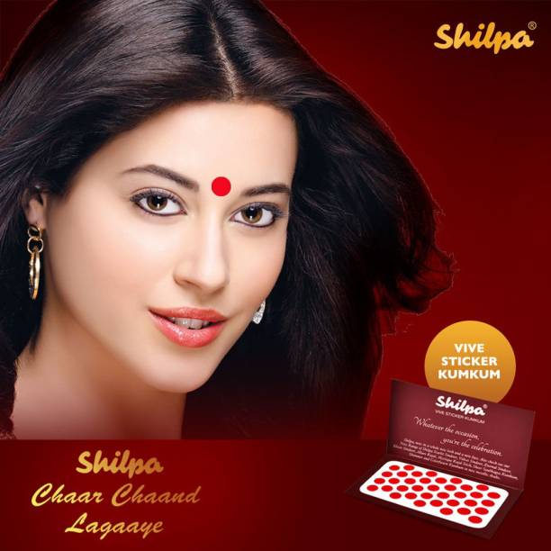 Shilpa Vive Sticker Kumkum (Box Contains 15 Packs) (5, Red) Forehead Red Bindis