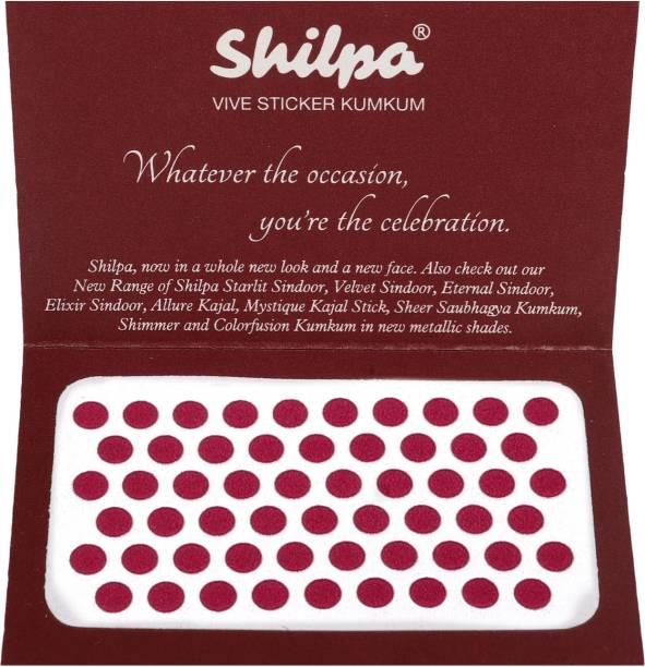 Shilpa Vive Sticker Kumkum (Box Contains 15 Packs) (6, Deep Red) Forehead Maroon Bindis