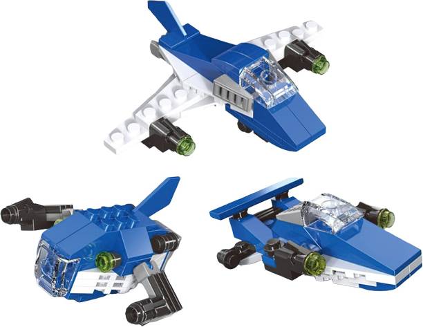 RVM Toys 3 in 1 Plane Fighter Jet Educational Building Blocks 63 Pcs Lego Compatible Toy