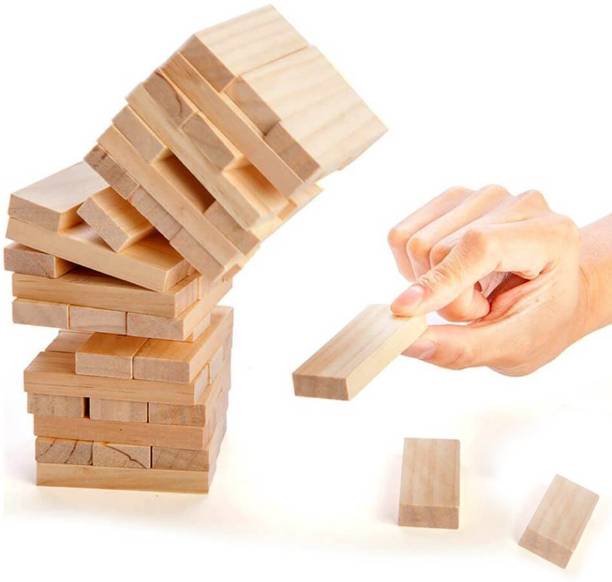 VEDIVA 54 Pcs Wood Tumbling Block Stacking Game Dread Table Games