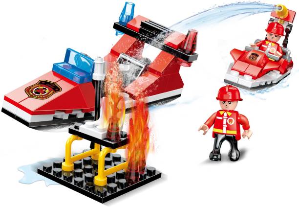 RVM Toys 105Pcs 3in1 Fire Fighter Speed Boat Building Blocks Lego Compatible Bricks Toy