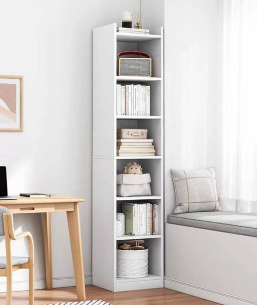 lukzer 6 layer Book Shelf (MR-005/White) Engineered Wood Open Book Shelf