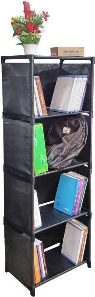 CMerchants BLACK SHELF BOOK CABINET HOME CARE 5 LAYER Metal Semi-Open Book Shelf