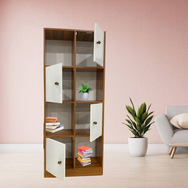 SPECIALITY PANELS CINDERELLA Bookshelf with 8 Shelves & Cabinet Storage Engineered Wood Semi-Open Book Shelf