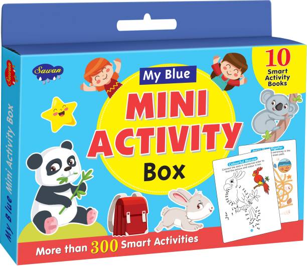 GO WOO Set of 10 Smart activity books | My Blue Mini Activity box