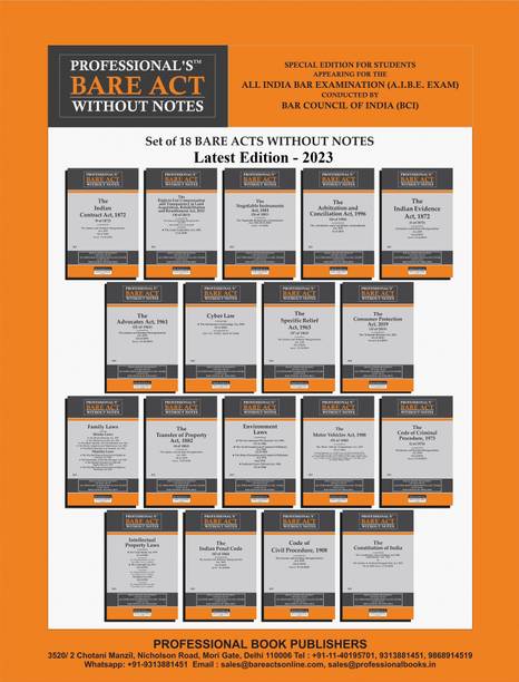 Aibe Exam (All India Bar Examination) Bare Acts without Short Notes