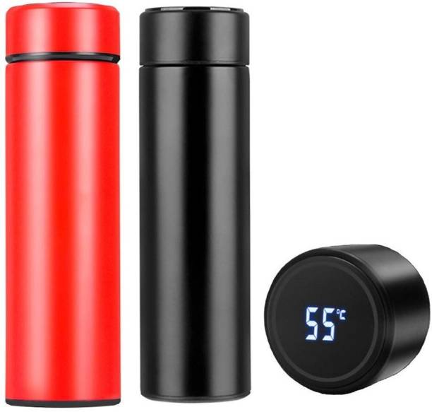 ICONIX Temperature Bottle for Hot & Cold Drink BPA Free Lealproof Red & Black Combo 500 ml Bottle