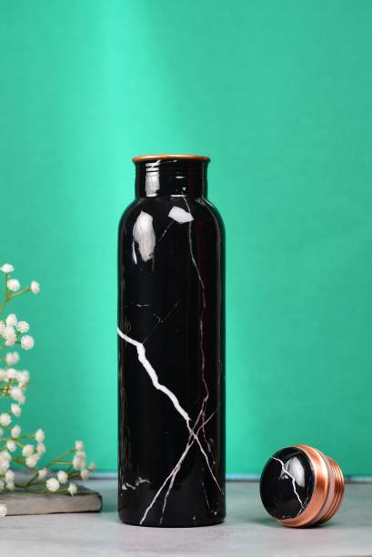 TUWEL Premium Black Marble Copper Water bottle 1000ml Leak Proof 1000 ml Bottle
