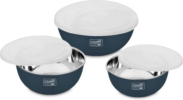 Classic Essentials Microwave Safe Mixing Bowl Set Of 3 Dark Blue (500ml, 750ml,1250ml), Stainless Steel Vegetable Bowl