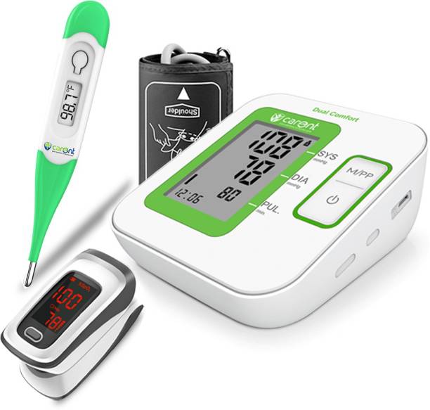Carent Automatic Blood Pressure Machine BP71 with Pulse Oximeter Flexible Thermometer Bp Monitor