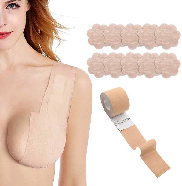 HAIYUN Adhesive Tape Boob Tape with 10 Cotton Nipple Cover Cotton Push Up Bra Petals Lace Peel and Stick Bra Petals