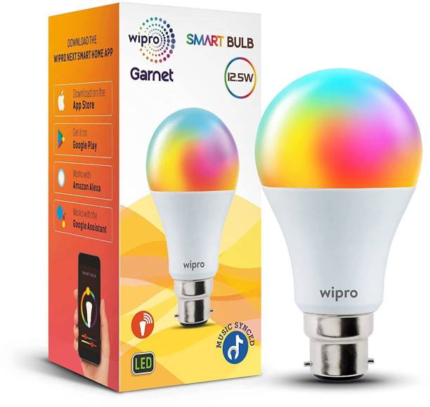 Wipro B22 12.5 W Wi-Fi Smart RGB LED Bulb with Voice & App� Control Smart Bulb