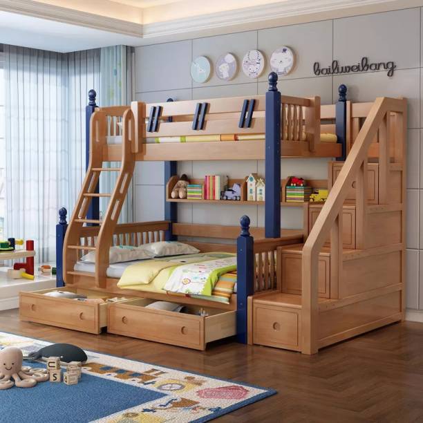 mewar furniture Sheesham Wooden Bunk Size Bed For Kids | Solid Wood Bunk Bed
