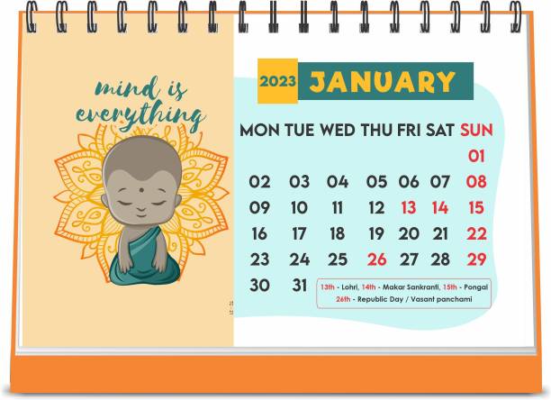 ESCAPER A5 Size Mind is Everything Motivational 2023 Table Calendar