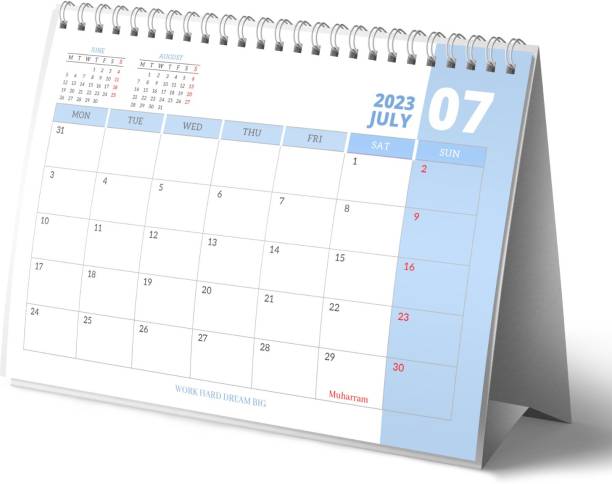 Lauret Blanc A5 Desk Calendar 2023- Home and Office, Monthly Grid View , Holidays Marked 2023 Table Calendar