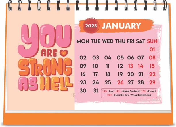 ESCAPER A5 Size You are Strong Motivational Desk Calendar for uses offices 2023 Table Calendar