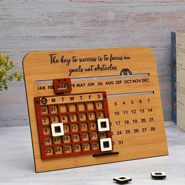 GIFT KYA DE Wooden Lifetime Infinite Motivational Quote 3D Desk Table Calendar for office/ Life Time Table Calendar