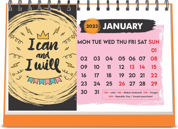 ESCAPER A5 Size I can I will Motivational Desk Calendar for uses offices 2023 Table Calendar