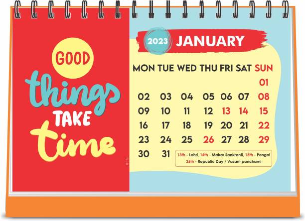 ESCAPER A5 Size Good Things Motivational Desk Calendar for uses offices 2023 Table Calendar