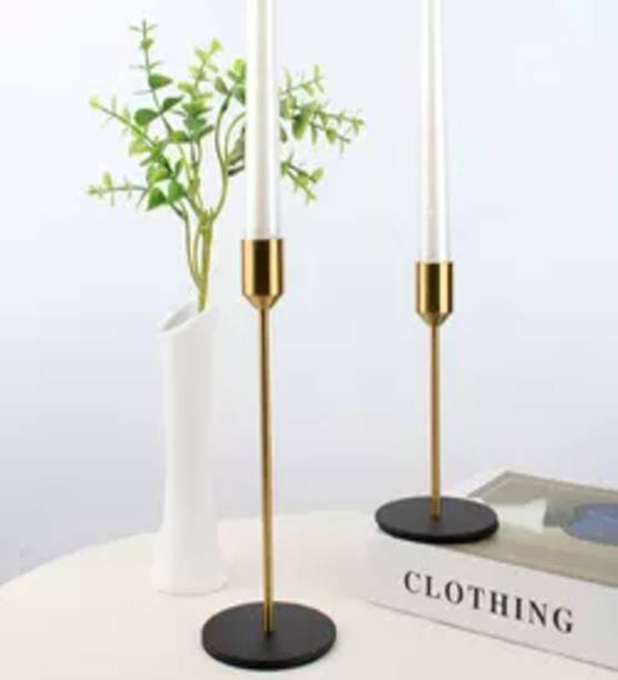 Samara Home Candle Stands Set | Romantic Decorative Candle Stands for Bedroom Stainless Steel 2 - Cup Candle Holder Set