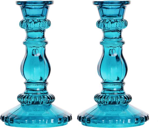 Clovefry Candle Stand|Table Decoration for Home, Office & Party (C.STD10424, H6 Inch) Glass 2 - Cup Candle Holder Set