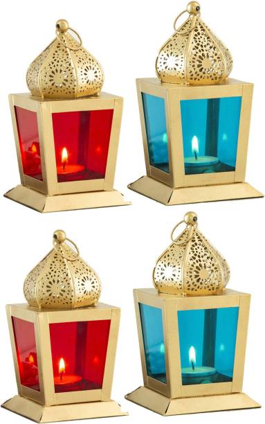BLUE WELL OVERSEAS Decorative Iron Hanging Lanterns for Home Decoration set of 6 Iron Tealight Holder
