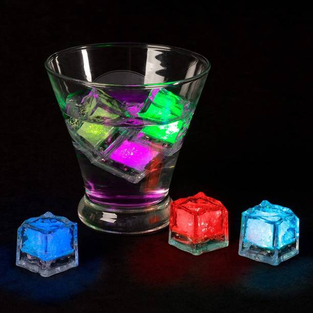 FASHIONYOURSTYLE LED Ice Cube Shape Lights Liquid Activated Submersible, Reusable-Color Change Candle