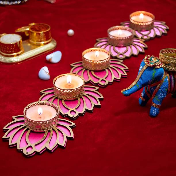 hejal Lotus diya/tealight candle holder for navratri and diwali puja pack06 Candle