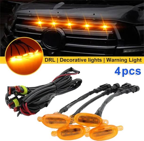 AutoPowerz 4PC LED Grill Lights Amber With Harness Universal Car Car Fancy Lights