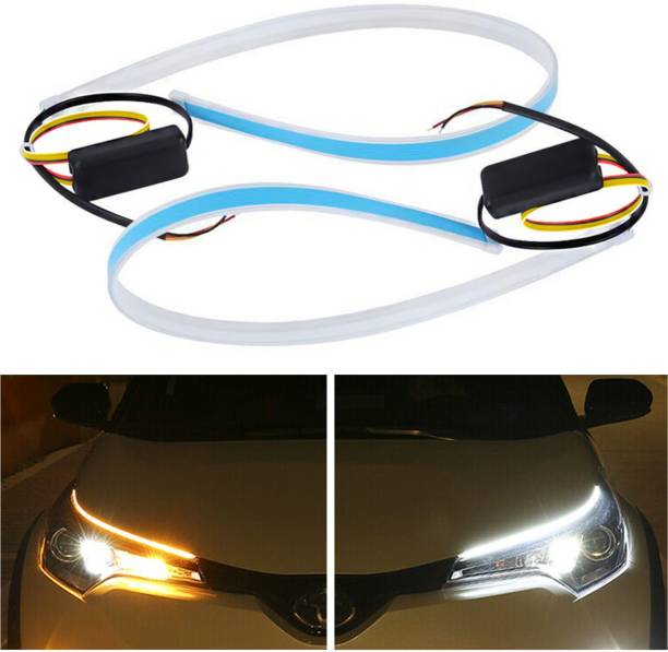 CARZEX 60CM CONTROL DRL Daytime Running Lights Silicone Light Strip with White Yellow. Car Fancy Lights
