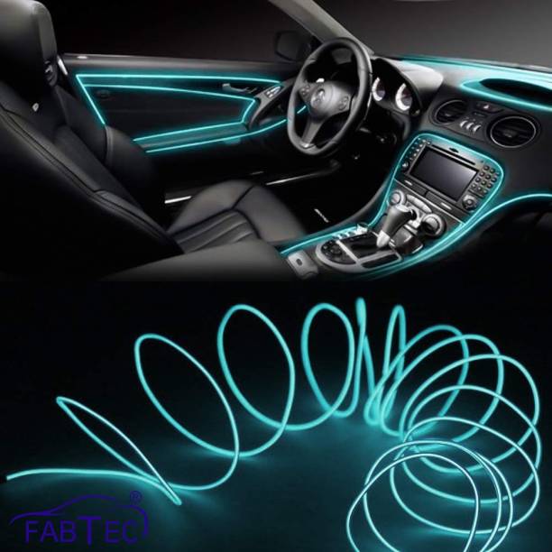 FABTEC New* El Wire Ice Blue Car Dashboard (UNIVERSAL FOR CARS) With Adapter Car Fancy Lights