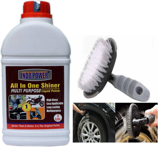 INDOPOWER ALL IN ONE SHINER 1000ml.+All Tyre Cleaning Brush Combo