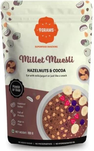9grams Wholegrain & Millet Muesli |Hazelnut & Cocoa| No Added Sugar | Super saver 700g Pouch