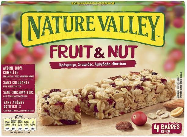 General Mills Nature Valley Fruit & Nut (Cranberry, Raisin, Almond & Peanut) 4 Cereal Bars Box