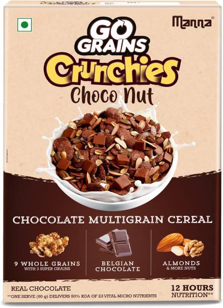 Manna Go Grains Crunchies - Choconut Multigrain Kids Breakfast Cereal-12hrs Nutrition Refill