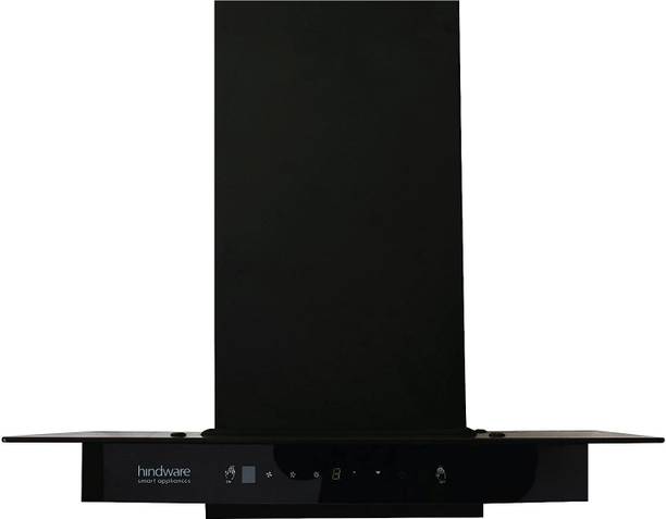 Hindware Mariana Autoclean 60cm 1200m3/hr Flat Glass Straight Auto Clean Wall Mounted Chimney (Black 1200 CMH)