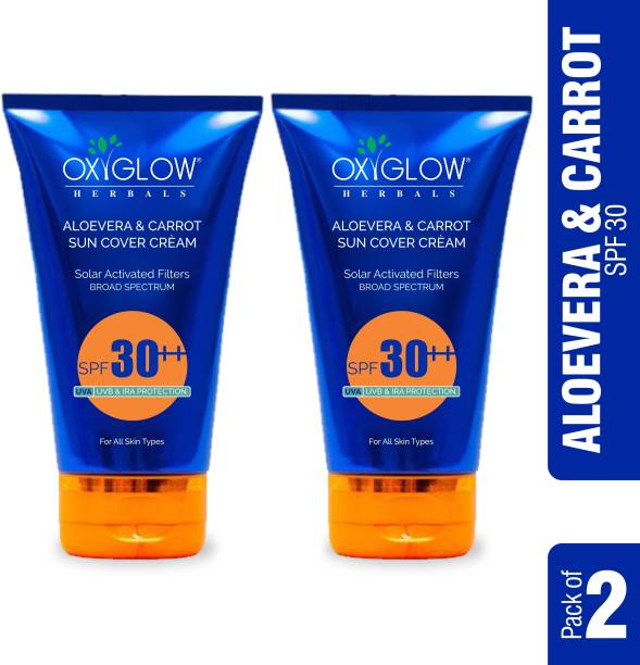 OXYGLOW Herbals Aloevera & Carrot Cream with SPF 30++ (60 gm) Pack of 2 UVA|UVB Protect - SPF 30