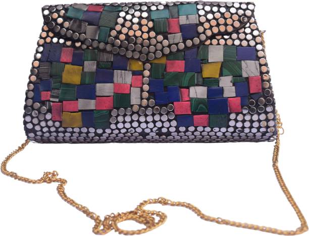 Party Multicolor, Gold  Clutch Price in India