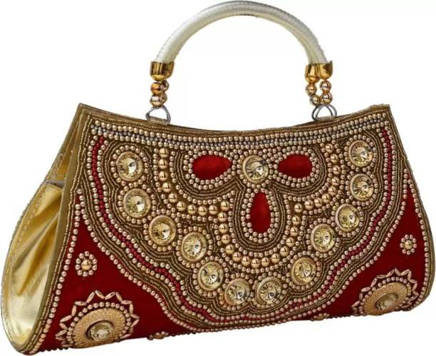 Party, Casual Red  Clutch Price in India