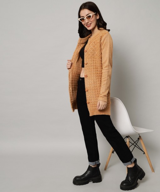 WOMEN FASHION Coats Knitted Gray/Brown Single discount 71% NoName Long coat 