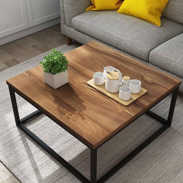 Friday Furniture Iron Frame & Sheesham Wood Square Center/Coffee/Tea Table for Living Room Metal Coffee Table