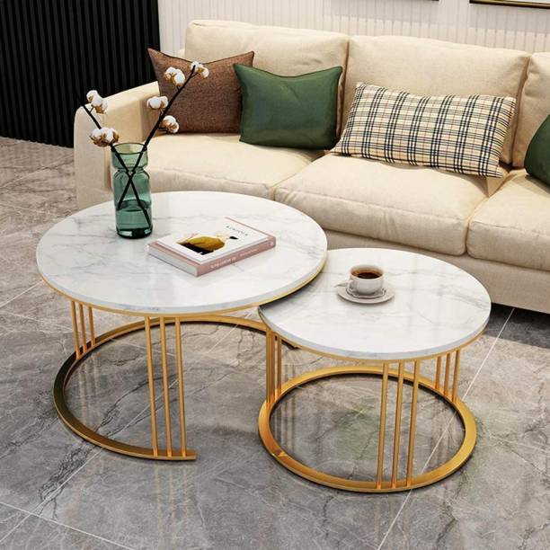 ANIKAA Irwin Nesting Coffee Table with Real Marble Metal Nesting Table